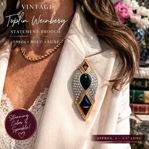 Vintage Toplin Weinberg Statement Brooch Rhinestone Multicolor Art Deco